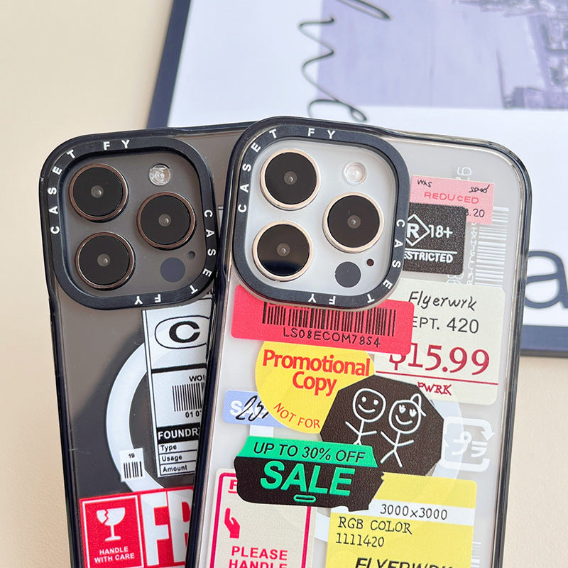 iPhone Fragile Label Drop-resistant Magnetic Phone Case